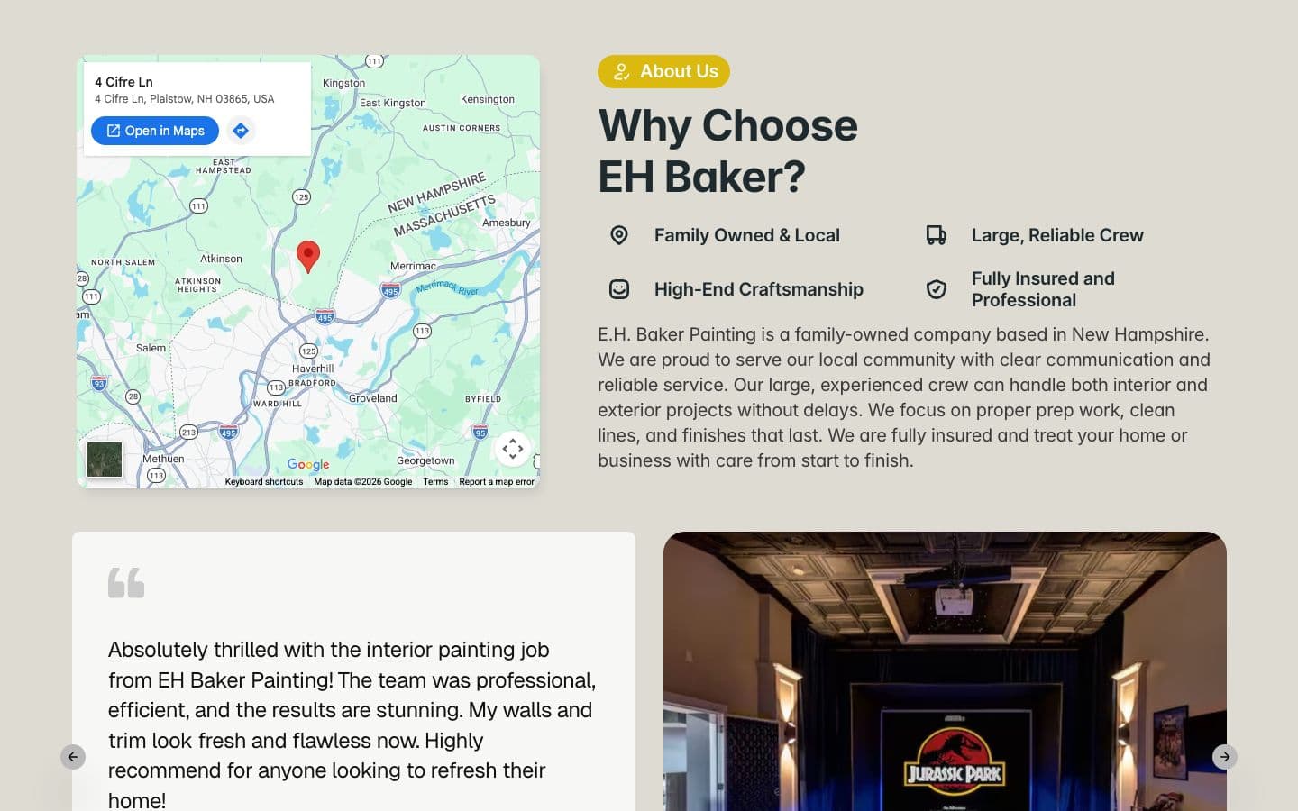 EH Baker Painting: Why choose us, on a laptop