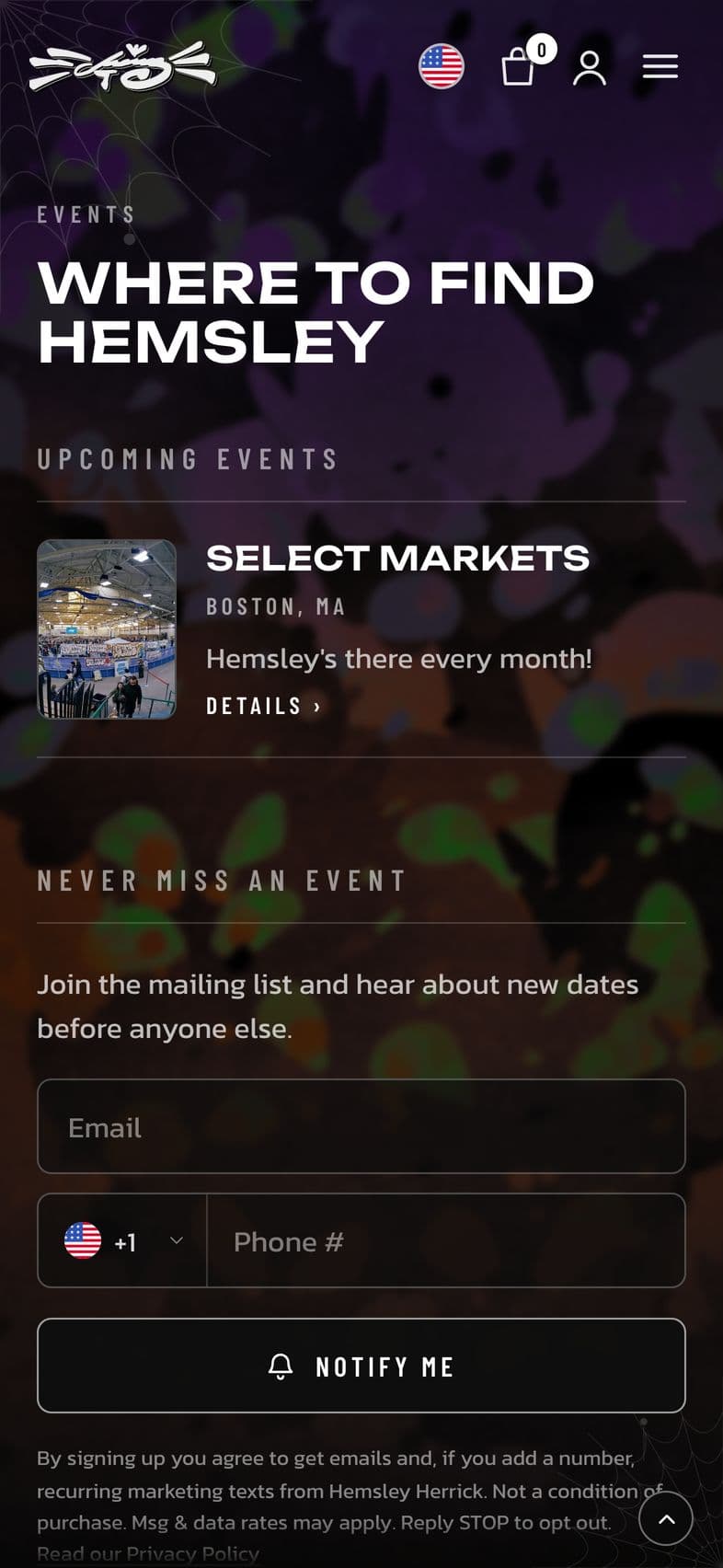 Hemsley Herrick: Events, on a phone