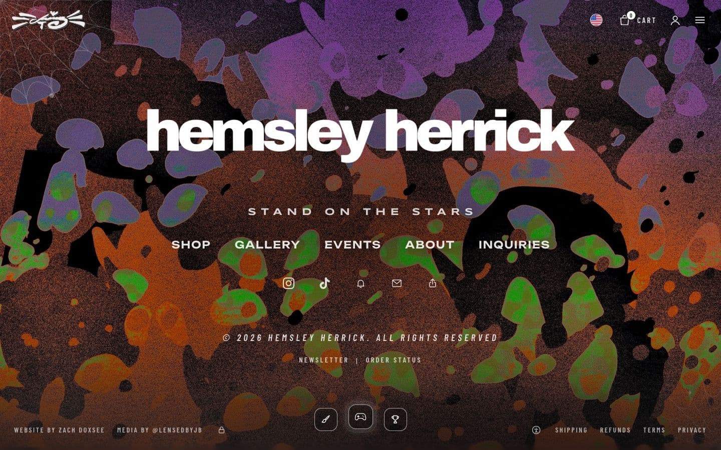 Hemsley Herrick: Home page, on a laptop