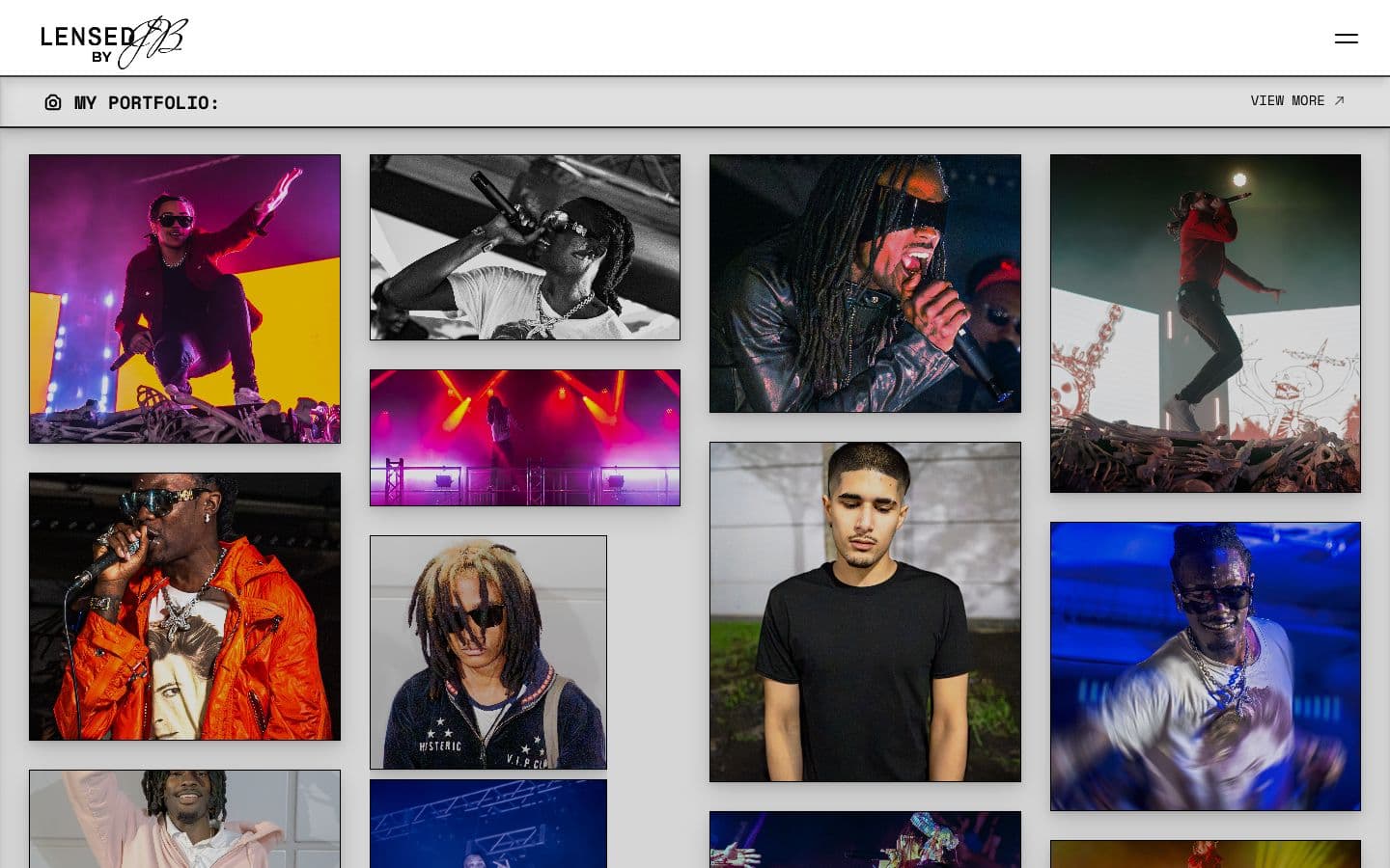 LensedByJB: Home page, on a laptop