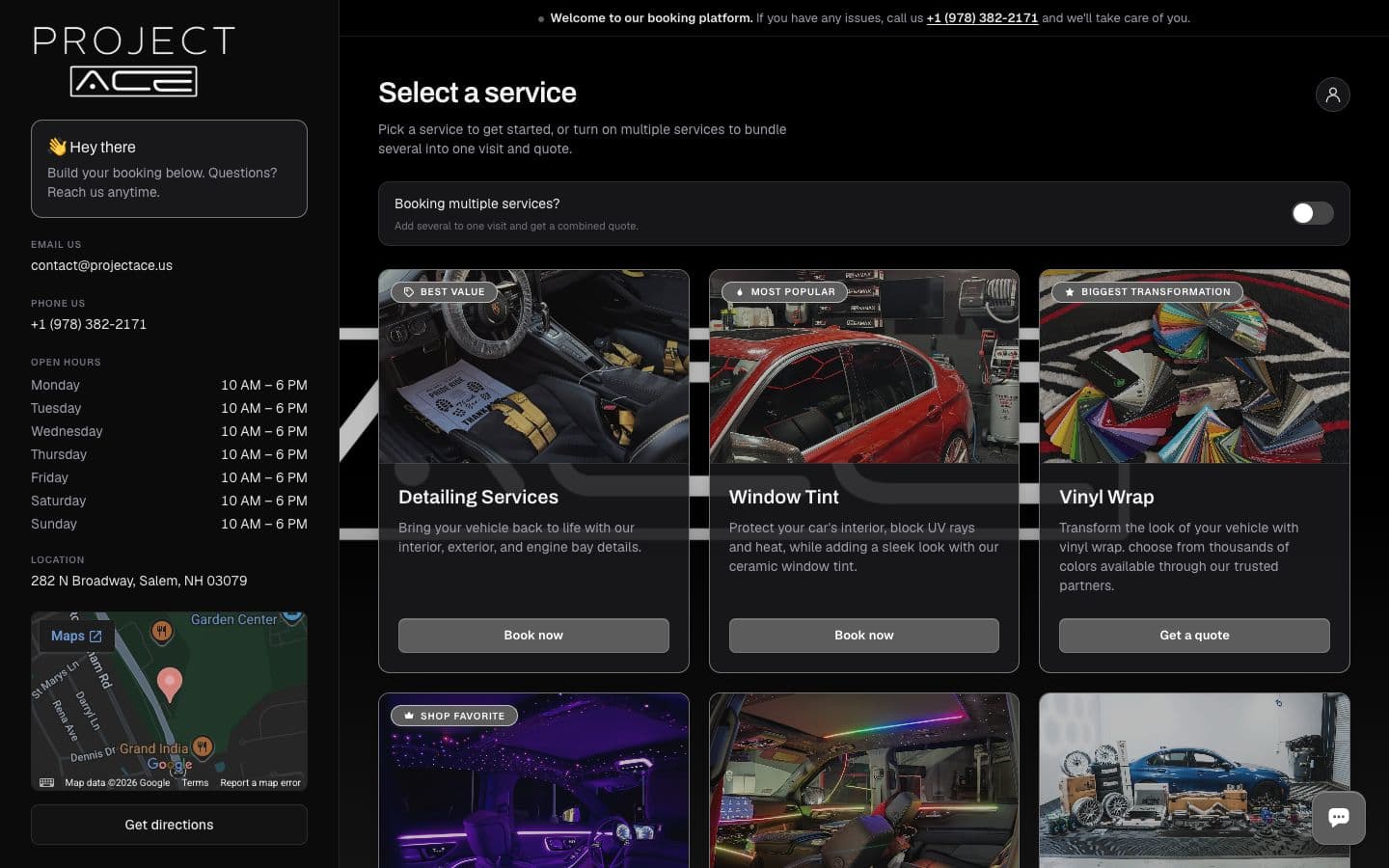 Project Ace: Booking site, on a laptop