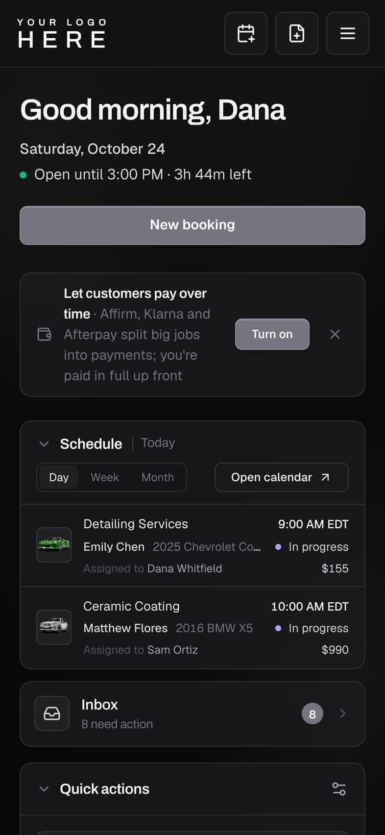 RedLine Labs: Staff console demo, on a phone
