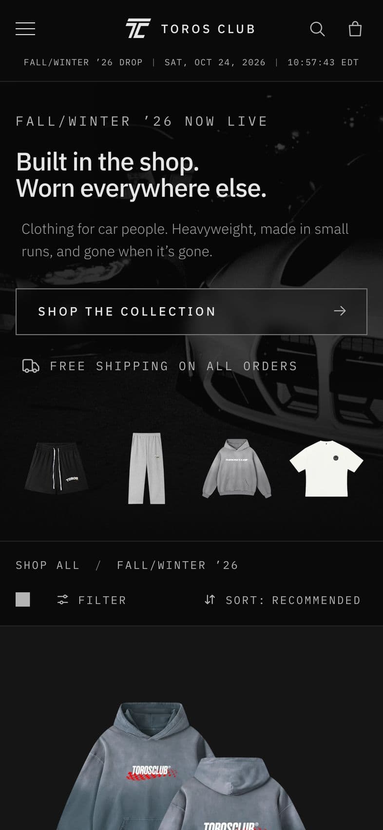 Toros Club: Home page, on a phone